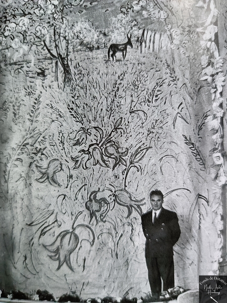 1957 Printemps normand sous les pommiers en fleurs, panneau pour la décoration de la salle Les Ambassadeurs du Casino de Cannes